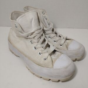Converse All‎ Stars White High Top Platform Lug Sole Sneakers, Women's Size 6.5
